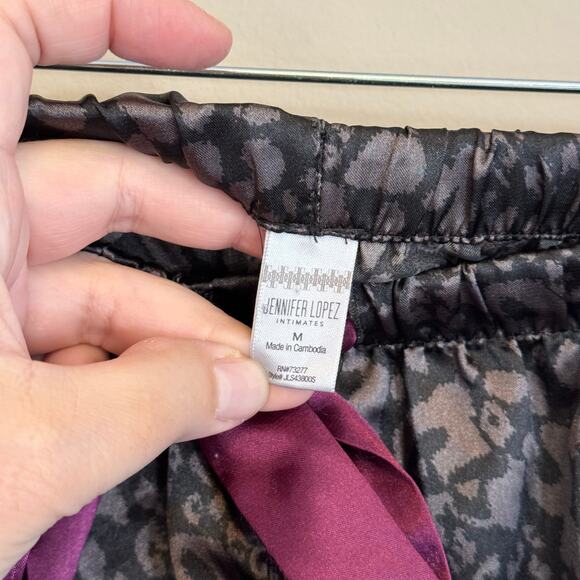 Jennifer Lopez Lounge Pajama Womens M Black Animal Print Sleepwear Drawstring - Picture 6 of 7